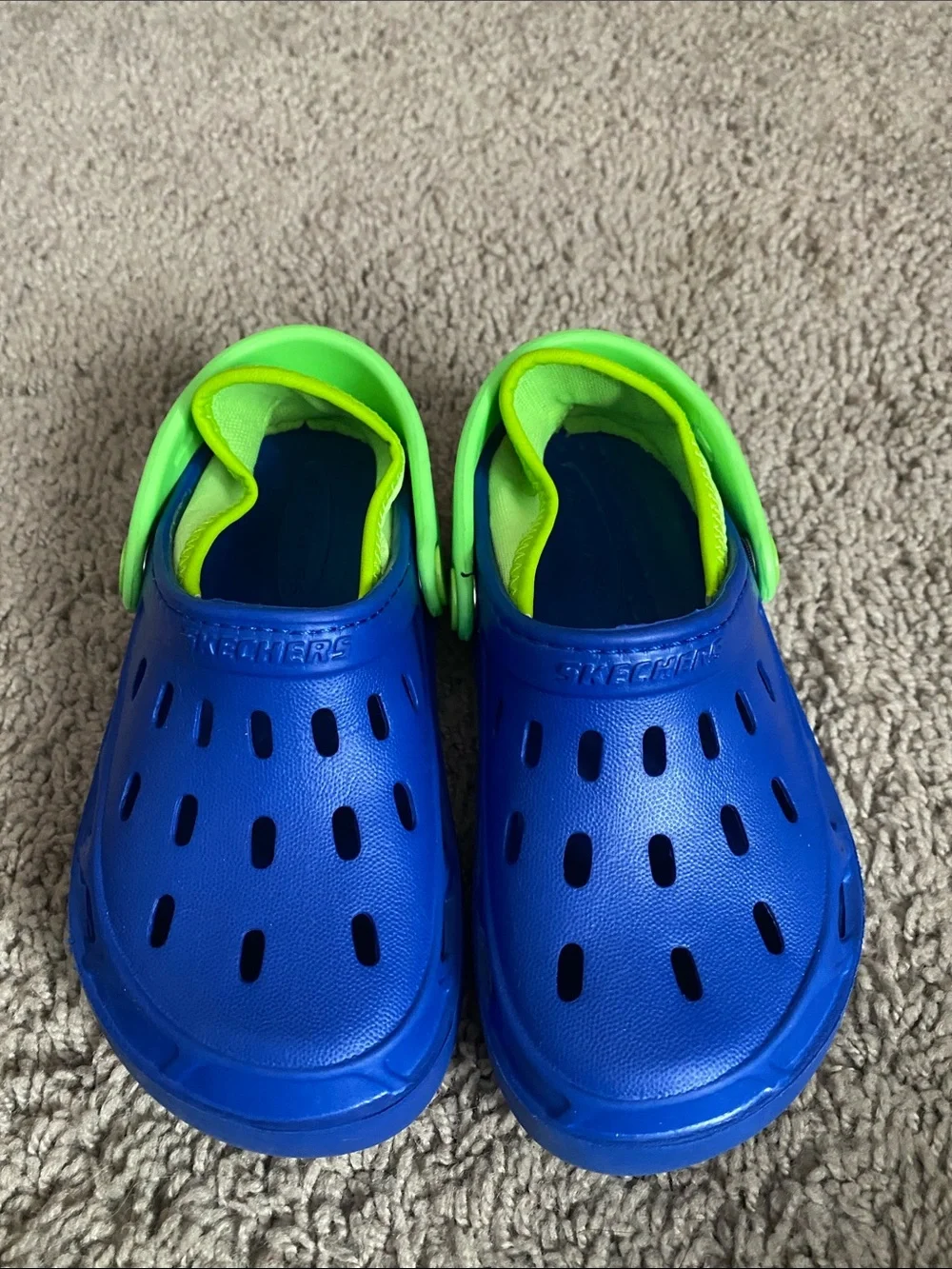 Skechers Blue Clog-Style Water Shoes with Neon Green Trim